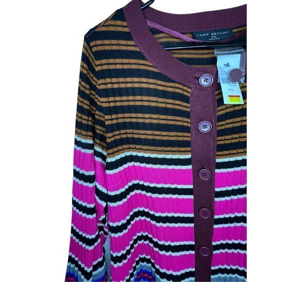 NWT Lane Bryant Colorful Striped Button Up Long Sleeve Cardigan - Picture 2 of 5